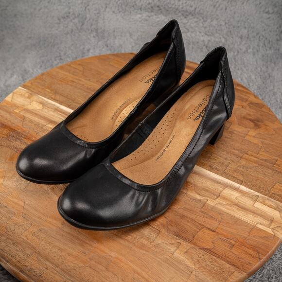 Clarks Women's Neiley Pearl Leather Slip On Pumps Black Size 8 M - Picture 3 of 7